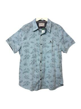 NWT Flag & Anthem Brownell Men's Blue Tropical Print Shirt Size L
